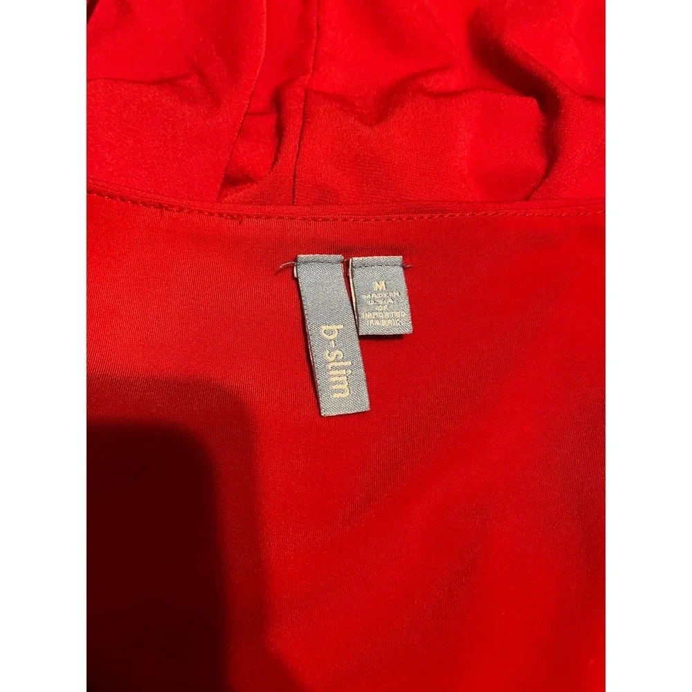 Red Midi Dress Wrap Bodycon Elegant Date Night B Slim M - Picture 4 of 5